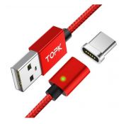 Магнитный светодиодный кабель USB Type-C TOPK c магнитным коннектором красный (CS0121800610)
